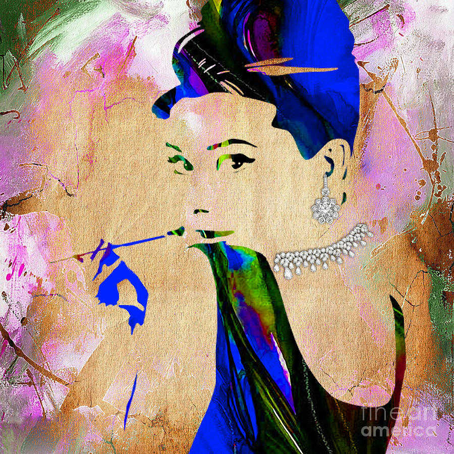 Audrey Hepburn Mixed Media - Audrey Hepburn Diamond Collection #6 by Marvin Blaine