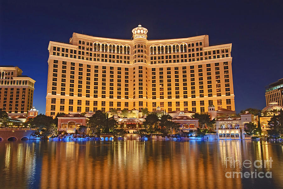 Las Vegas Photograph - Bellagio Hotel and Casino at night #6 by Jamie Pham