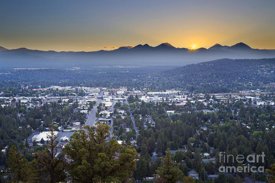 Bend Photograph - Bend from Pilot Butte in Evening #6 by Twenty Two North Photography