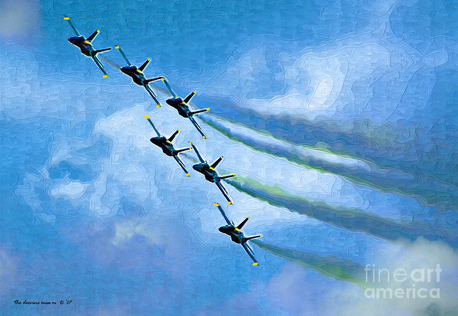 6 Blue Angels oil painting Digital Art by Margie Middleton Fine Art