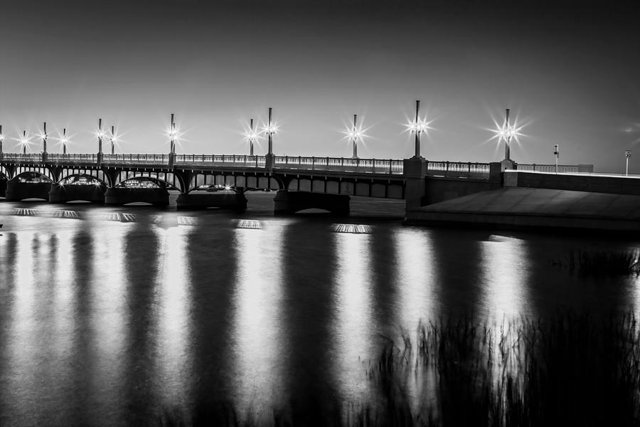 Bridge of Lions St Augustine Florida Painted BW #7 Photograph by Rich Franco
