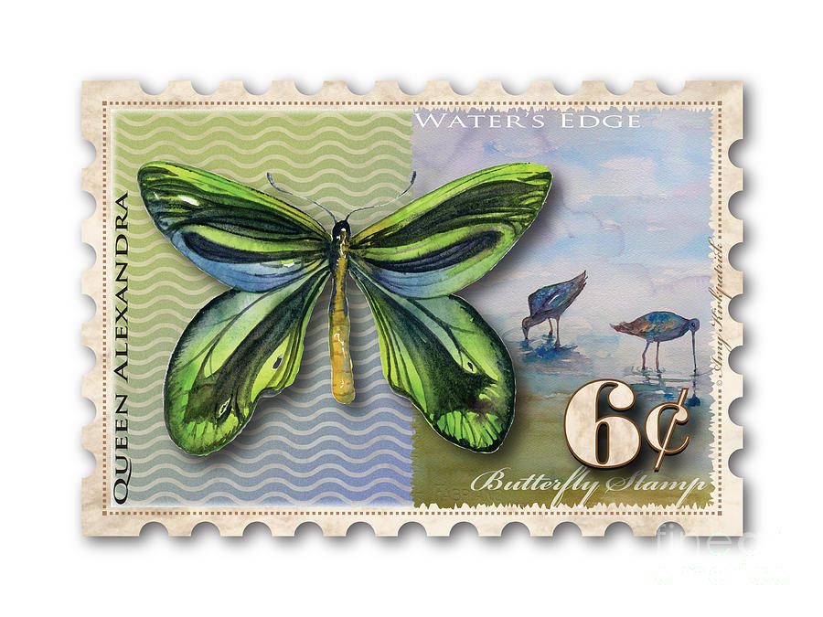 6 Cent Butterfly Stamp Painting by Amy Kirkpatrick
