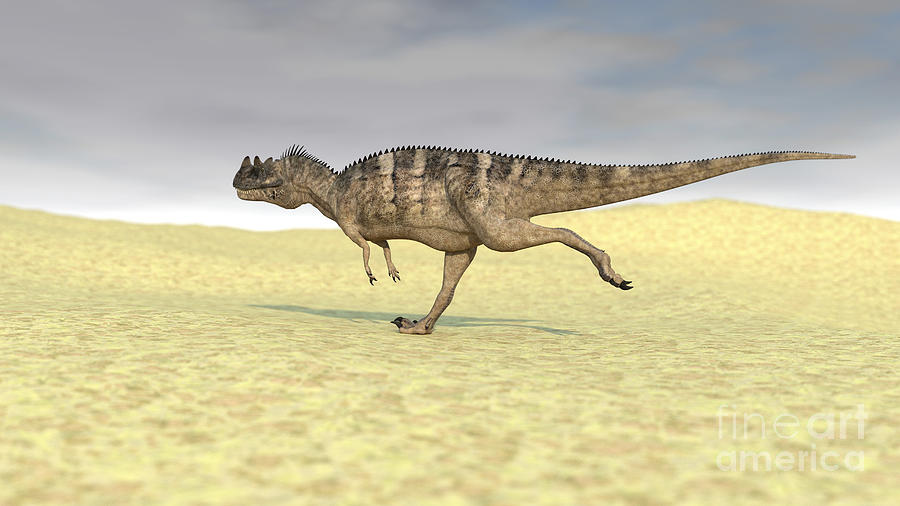 Ceratosaurus Running Across A Barren Digital Art