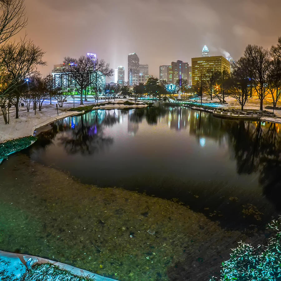 Charlotte Photograph - Charlotte Nc Skyline Covered In Snow In January 2014 #6 by Alex Grichenko