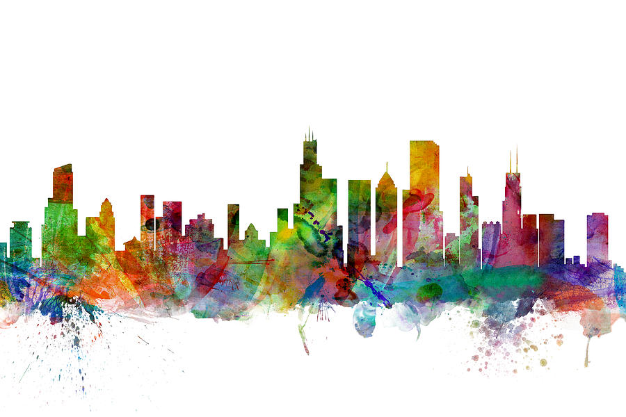 Chicago Digital Art - Chicago Illinois Skyline by Michael Tompsett