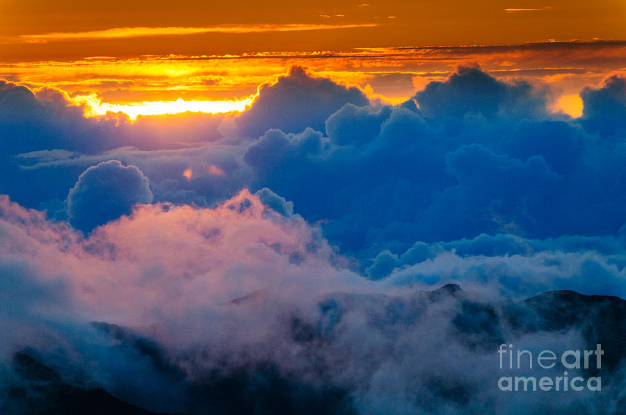Clouds at sunrise over Haleakala Crater Maui Hawaii USA #6 Photograph by Don Landwehrle
