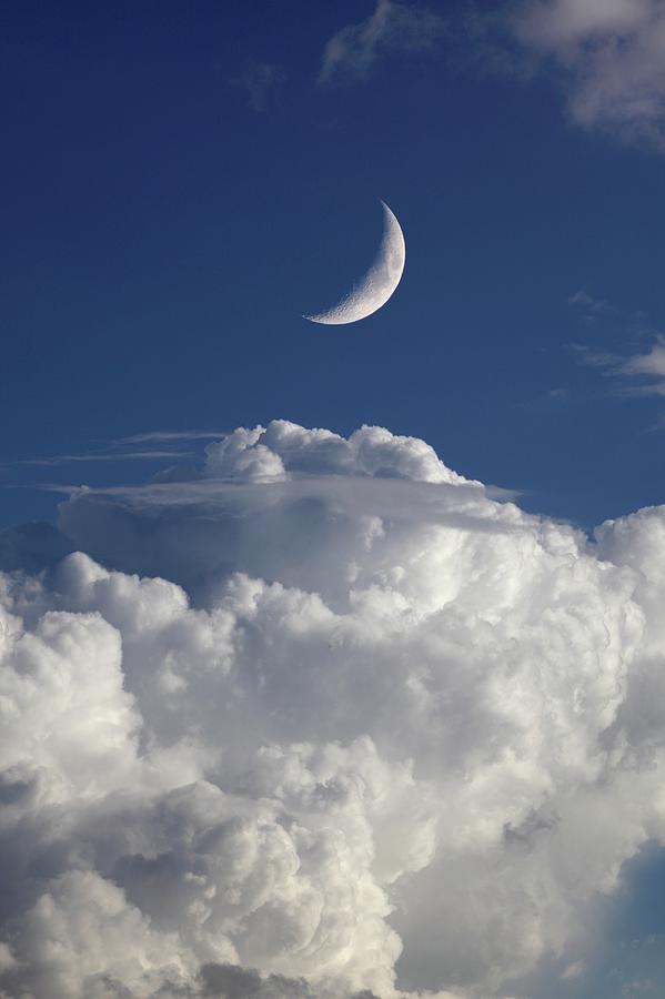 Crescent Moon In Cloudy Sky #6 Photograph by Detlev Van Ravenswaay