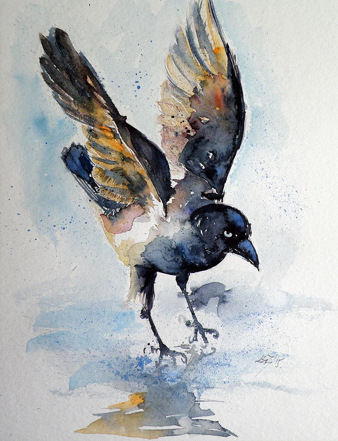 Crow #5 Painting by Kovacs Anna Brigitta