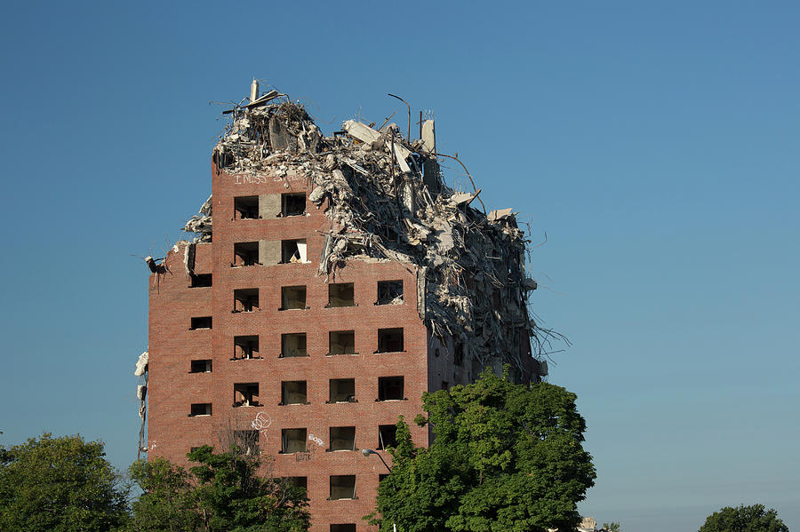 Demolition Of Detroit Housing Towers Photograph by Jim West - Fine Art ...