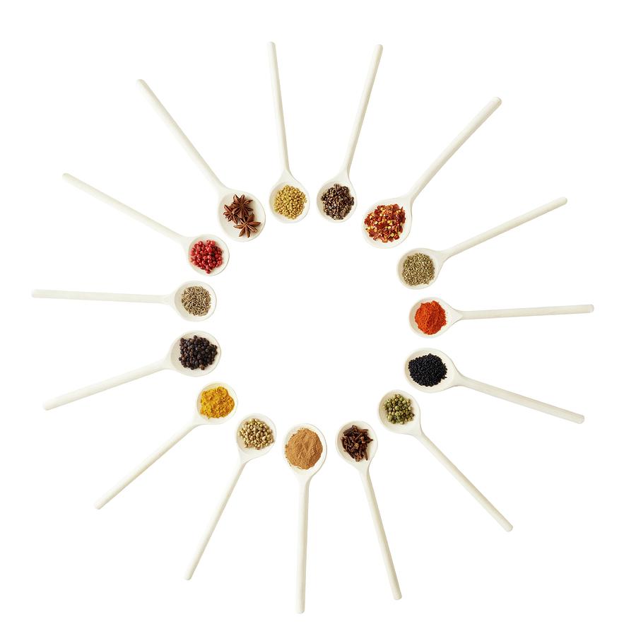 Dried Spices On White Spoons #6 Photograph by Science Photo Library