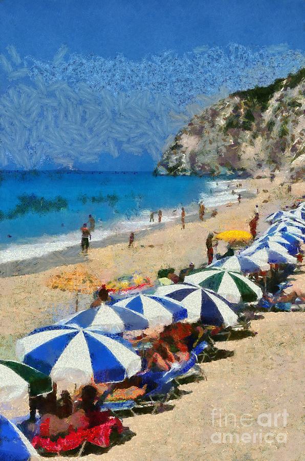 Egremni beach in Lefkada island #4 Painting by George Atsametakis