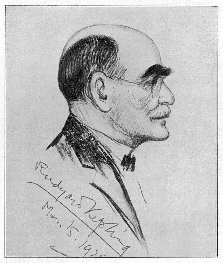 English Writer, Rudyard Kipling Drawing by Mary Evans Picture Library ...