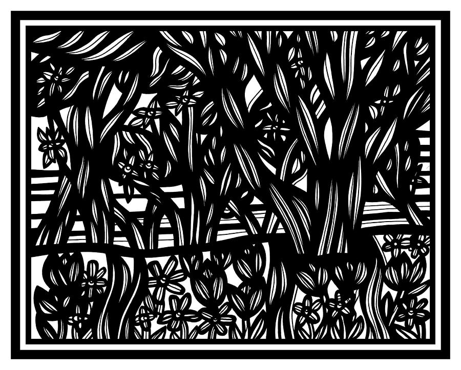 Axtell Tree Forest Black and White Drawing by Eddie Alfaro - Fine Art ...