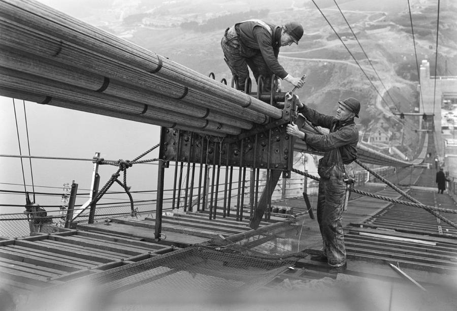 Golden Gate Bridge Work #6 Photograph by Underwood Archives
