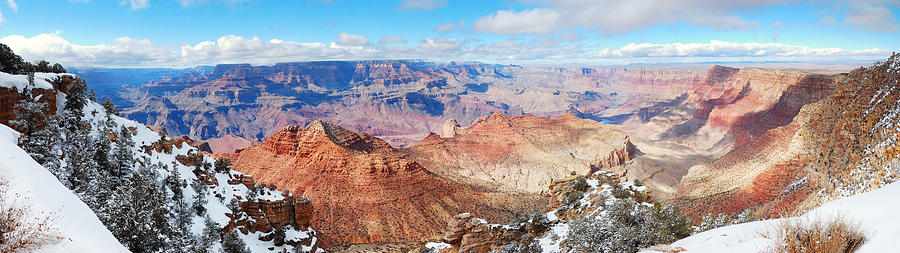 Grand Canyon panorama view in winter with snow #6 Photograph by Songquan Deng
