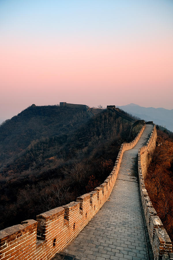 Great Wall sunset #6 Photograph by Songquan Deng