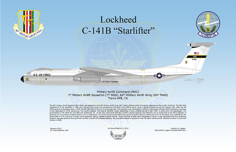 Military Lockheed C-141 Starlifter Cargo Airplane Aviation Wall Framed Picture 