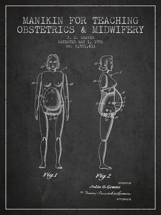 Vintage Drawing - Manikin for Teaching Obstetrics and Midwifery Patent from 1951 - #6 by Aged Pixel