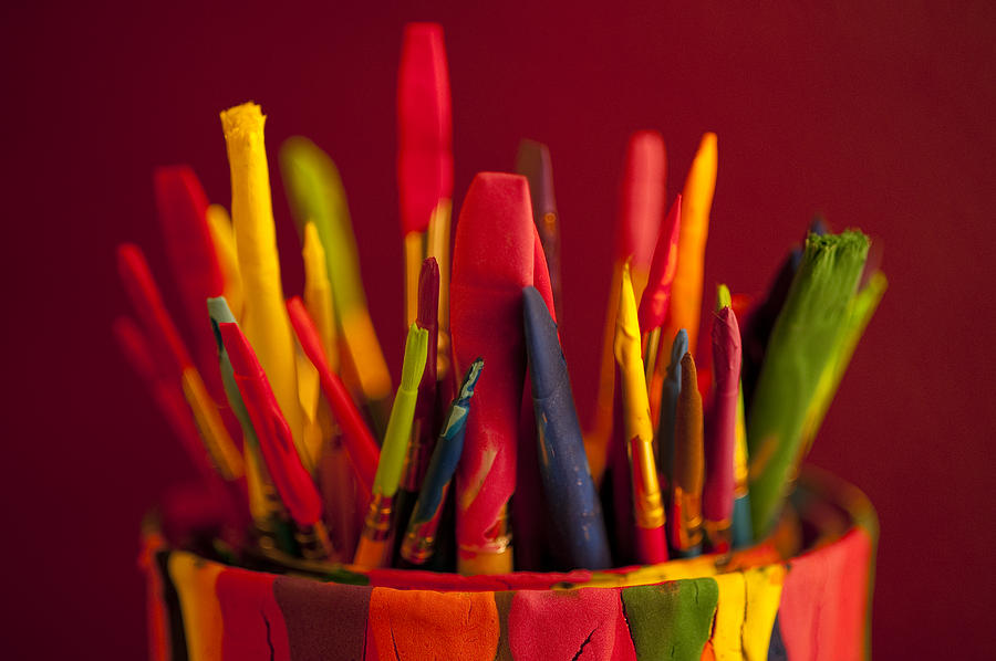 Brush Photograph - Multi colored paint brushes #6 by Jim Corwin