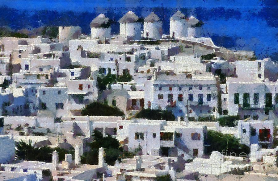 Mykonos town #4 Painting by George Atsametakis