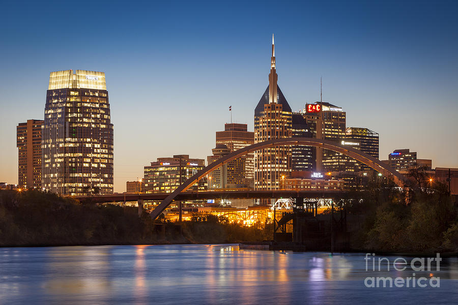 Nashville Skyline - Cumberland River - Tennessee II Photograph by Brian Jannsen