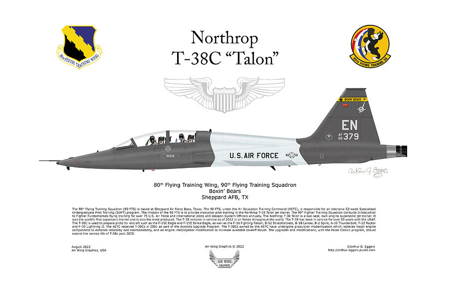 Northrop T-38C Talon FLAG BACKGROUND #1 Digital Art by Arthur Eggers