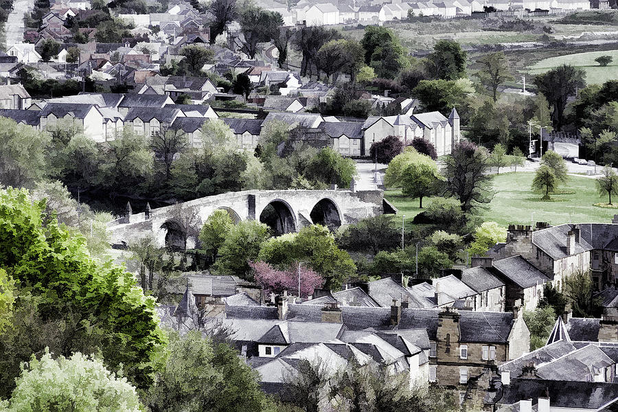 Old Stirling Bridge and houses as visible from Stirling Castle #6 Photograph by Ashish Agarwal