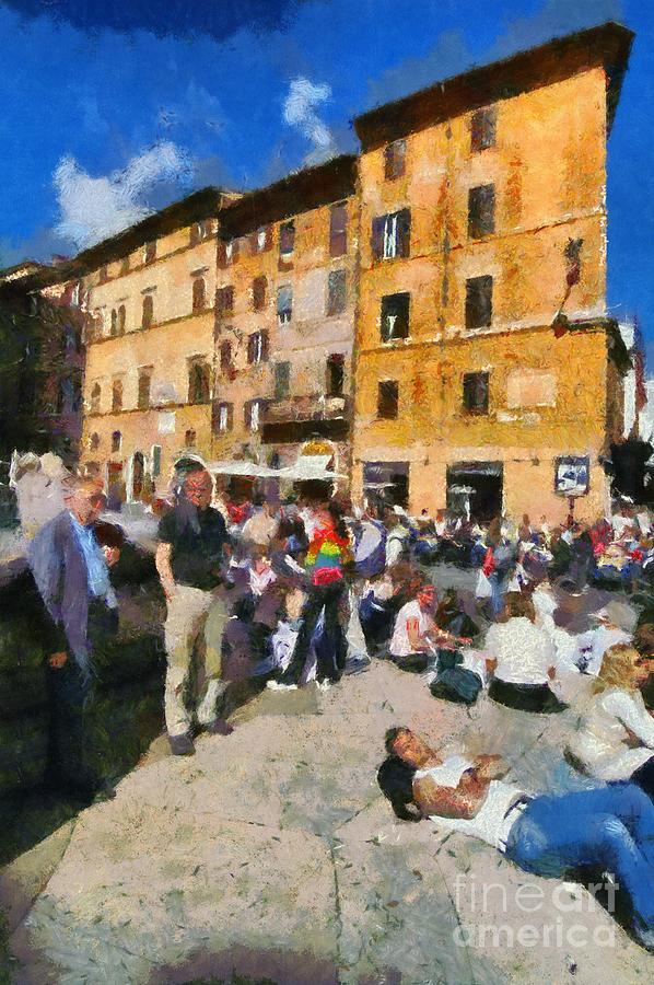 Piazza della Rotonda in Rome #5 Painting by George Atsametakis