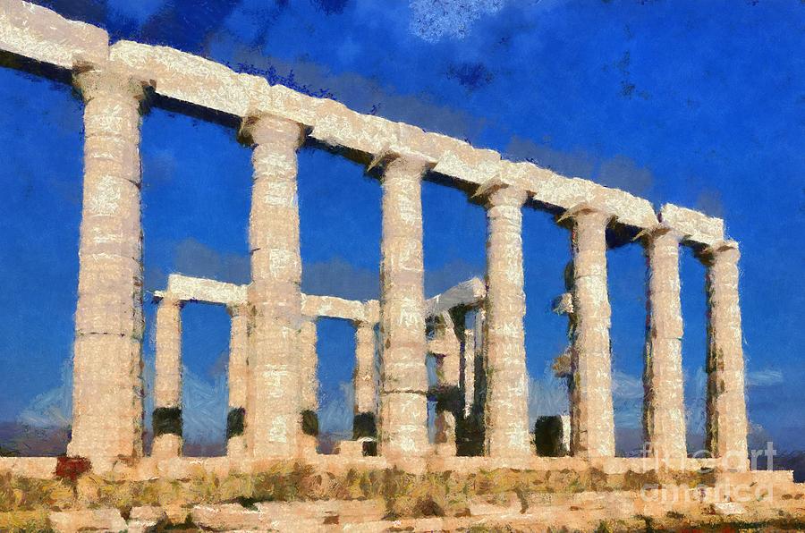 Poseidon temple #10 Painting by George Atsametakis