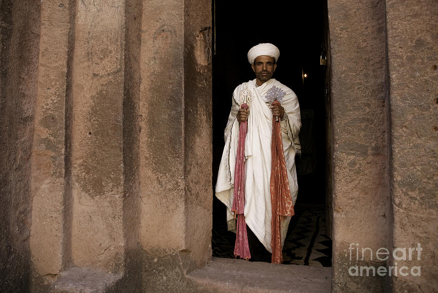 Priest holding cross at coptic church lalibella ethiopia africa #6 Photograph by JM Travel Photography