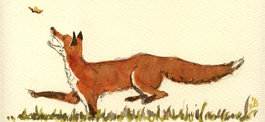 Red Painting - Red Fox by Juan  Bosco