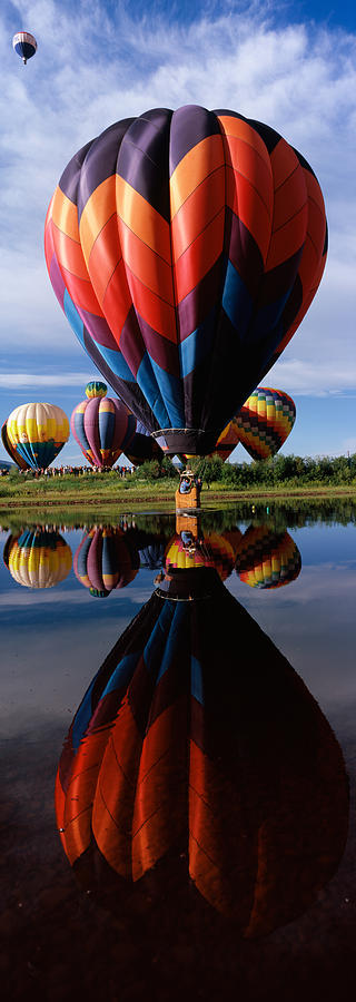 Reflection Of Hot Air Balloons #6 Photograph by Panoramic Images