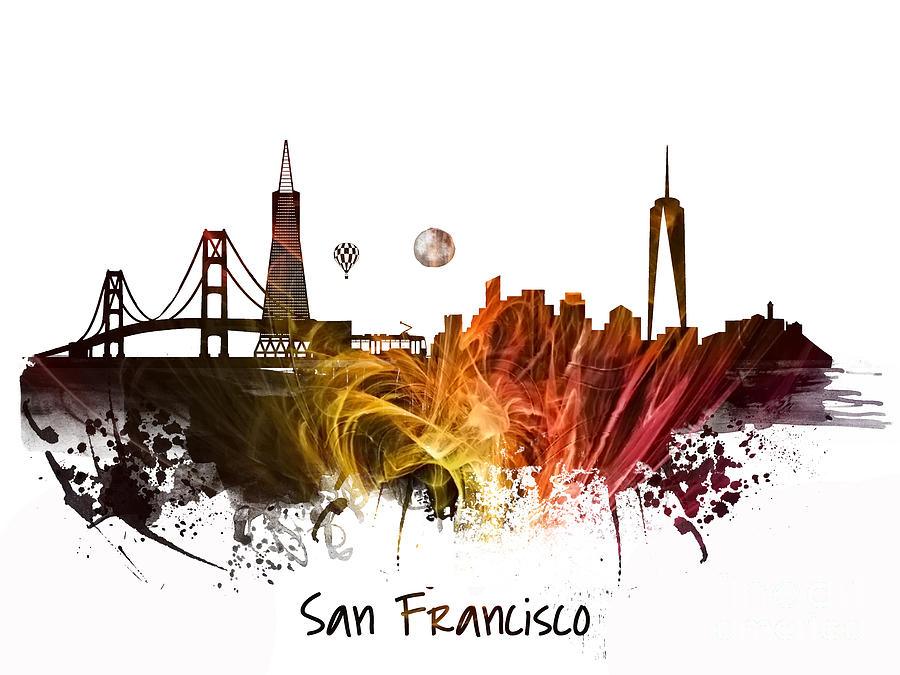 San Francisco City Skyline #6 Digital Art by Justyna Jaszke JBJart