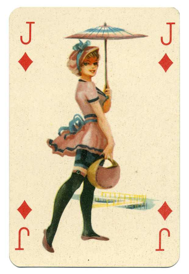 Seaside pin-up Romikartya 4 vintage playing card Hungary 1950s #6 Photograph by Whiteway