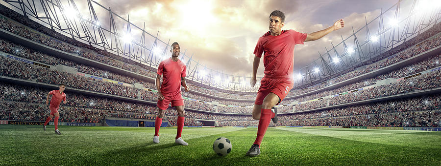Soccer Player Kicking Ball In Stadium Photograph by Dmytro Aksonov