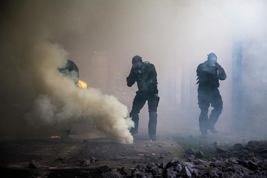 Special Forces Operators In Black Photograph By Oleg Zabielin - Fine 