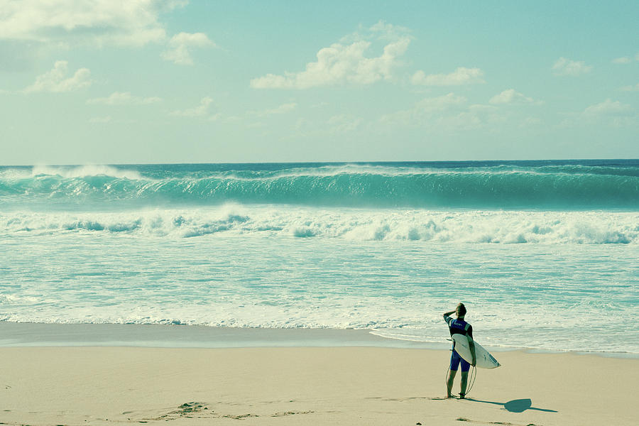 Surfer Standing On The Beach, North #6 Photograph by Panoramic Images