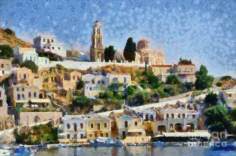 Boat Painting - Symi island #11 by George Atsametakis