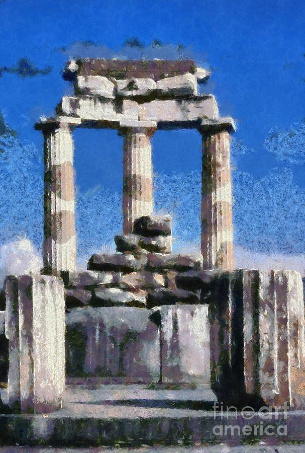 The Tholos at the temple of Athena Pronaia in Delphi Painting by George Atsametakis
