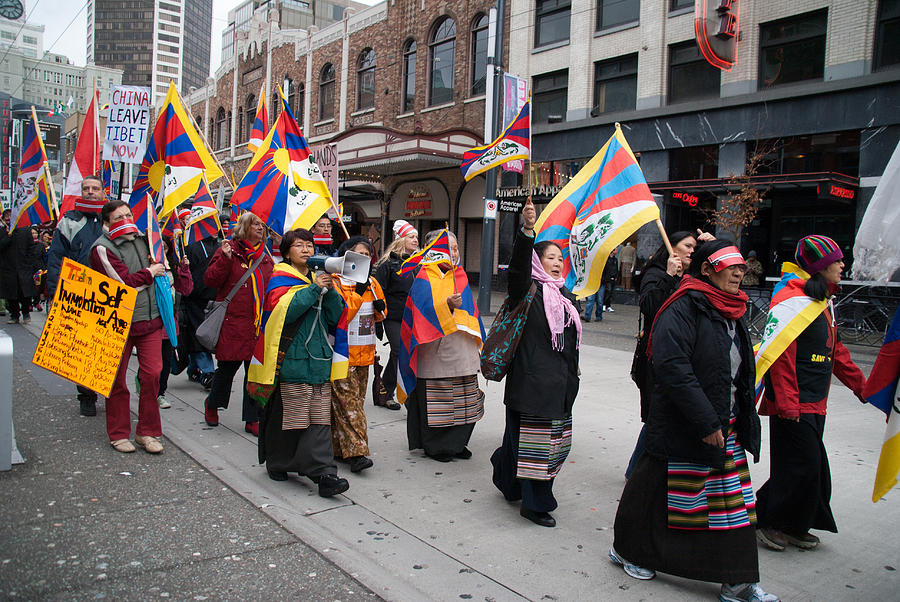 Tibetan Protest March #6 Digital Art by Carol Ailles