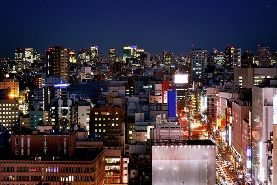 Tokyo Cityscape At Night Photograph by Vladimir Zakharov - Fine Art America