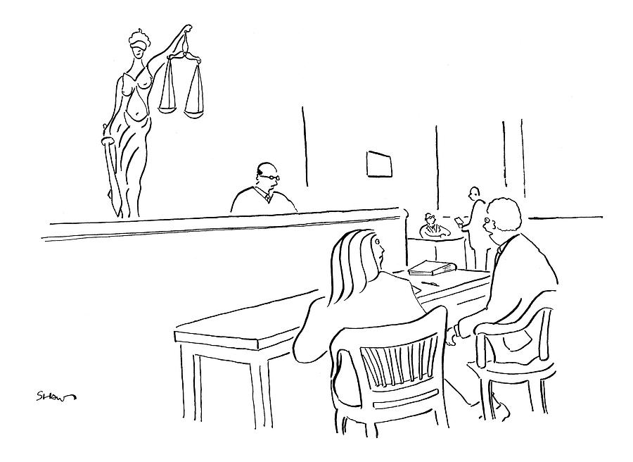 I Like To Think That Justice Not Only Is Blind Drawing by Michael Shaw