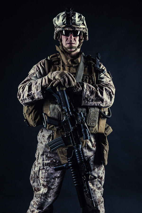 U.s. Marine With His Assault Rifle #6 Photograph by Oleg Zabielin