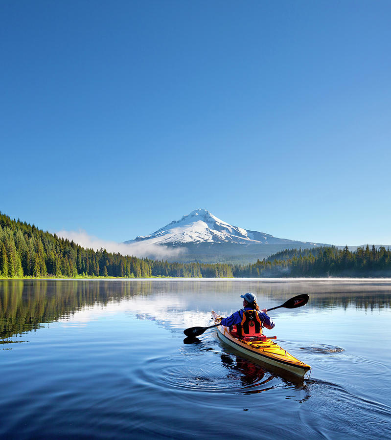 Sports Photograph - USA, Oregon A Woman In A Sea Kayak #6 by Gary Luhm
