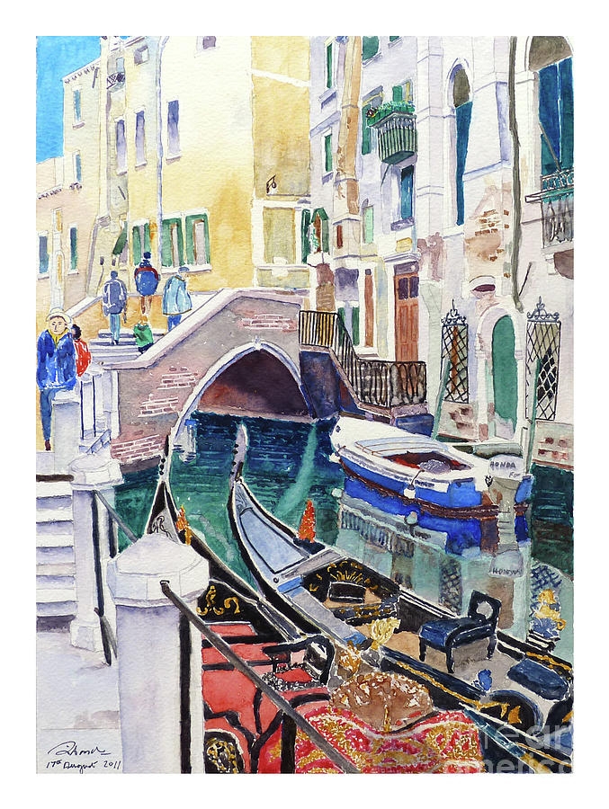 Venice canal #3 Painting by Godwin Cassar