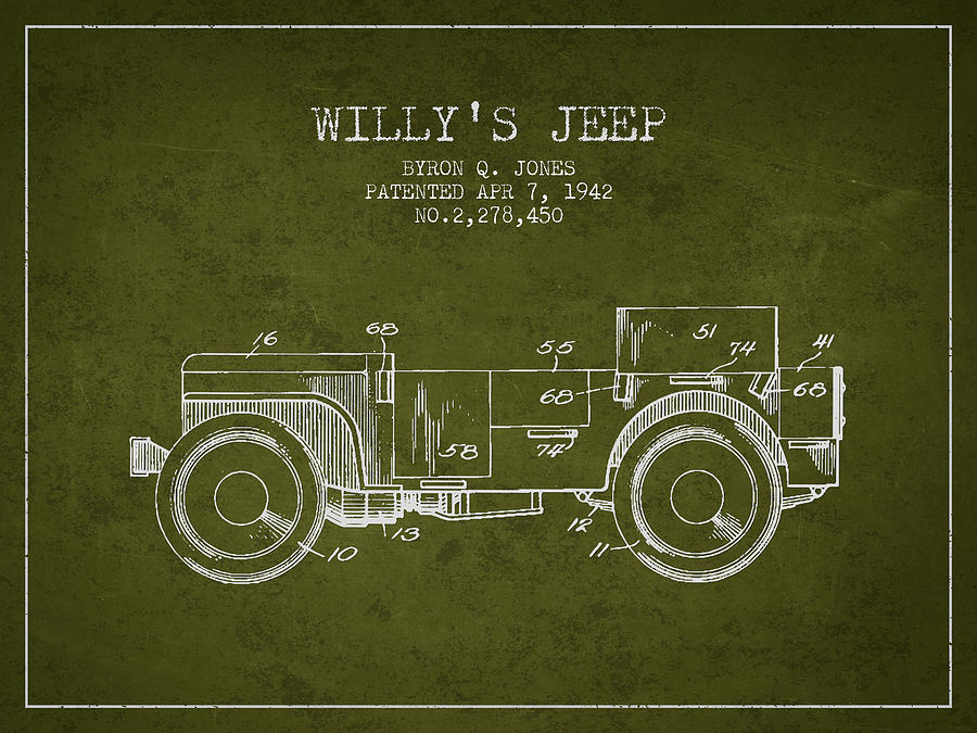 Vintage Digital Art - Vintage Willys Jeep Patent from 1942 #5 by Aged Pixel