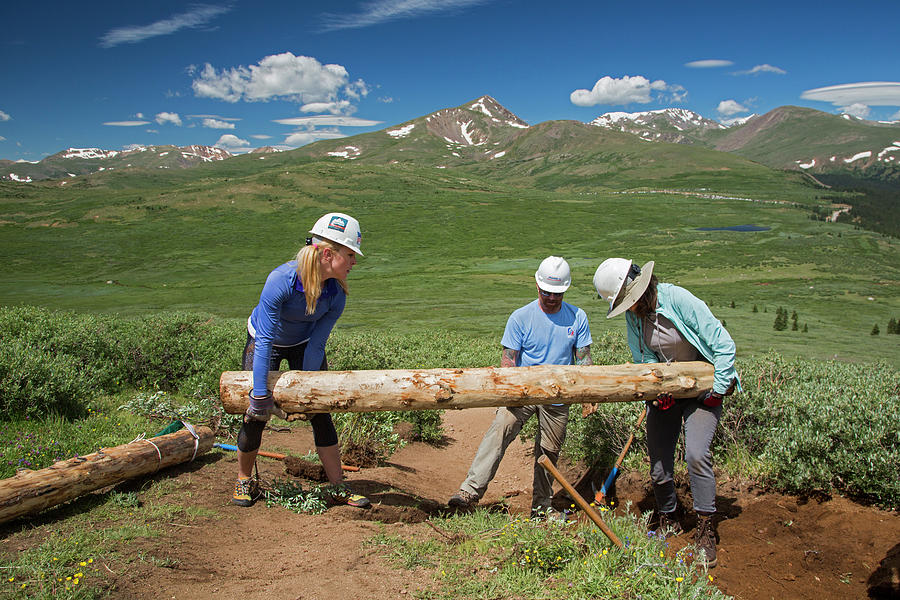 Summer Photograph - Volunteers Maintaining Hiking Trail #6 by Jim West