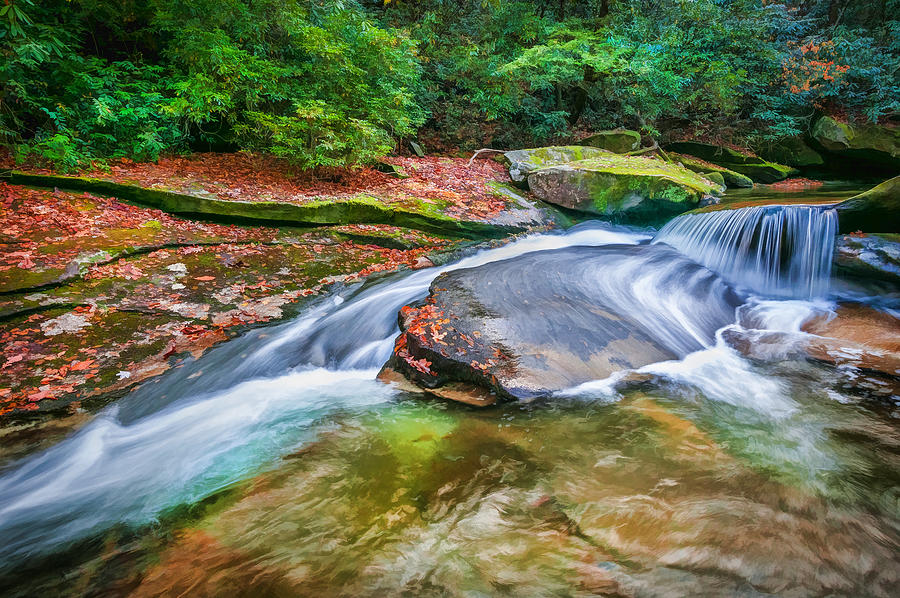 Waterfalls Great Smoky Mountains Painted #3 Photograph by Rich Franco