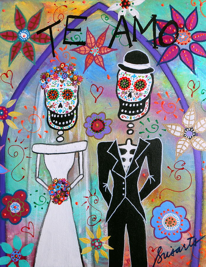 Wedding Dia De Los Muertos #6 Painting by Pristine Cartera Turkus