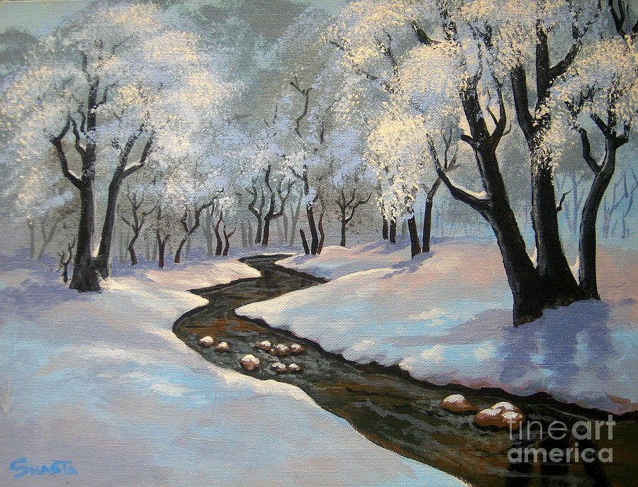 Winter Painting - Winter 06 by Shasta Eone